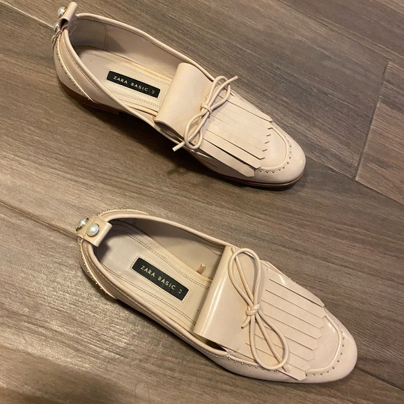 Zara Beige Women's Tassel Loafers - Picture 3 of 4